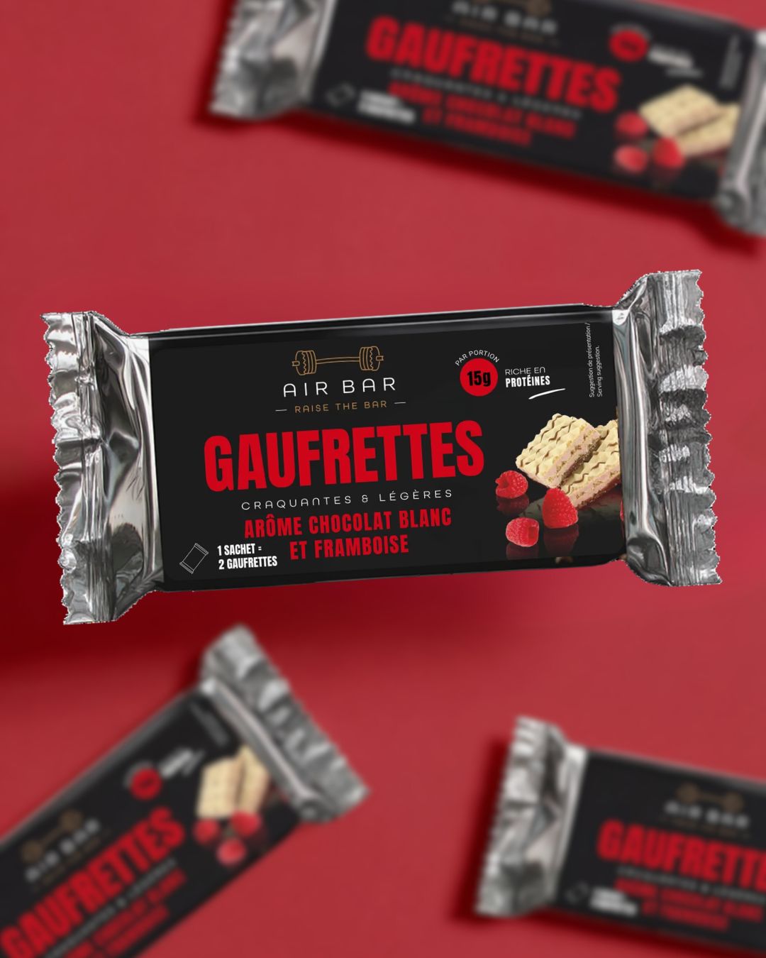 White chocolate and raspberry flavored wafers